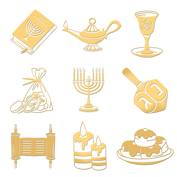 PandaHall OLYCRAFT 9pcs 1.6x1.6 Inch Hanukkah Theme Stickers Candle Cake Book Self Adhesive Gold Stickers Metal Gold Stickers for Scrapbooks...