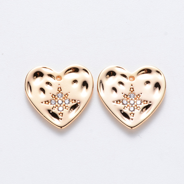 

PandaHall Brass Micro Pave Cubic Zirconia Charms, Nickel Free, Heart, Real 18K Gold Plated, Clear, 12x12x1.5mm, Hole: 0.9mm Brass+Cubic...