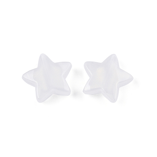 PandaHall Opaque Acrylic with Glitter Powder Beads, Star, White, 13.5x14.5x5mm, Hole: 1.6mm Acrylic Star White