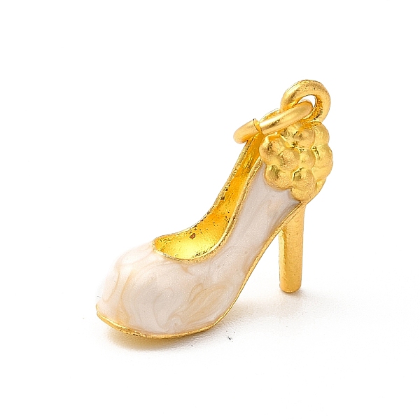 

PandaHall Rack Plating Alloy Enamel Pendants with Jump Ring, High-Heeled Shoes Charms, Matte Gold Color, Seashell Color, 16x14.5x6mm, Jump...