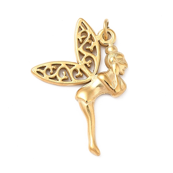 

PandaHall 304 Stainless Steel Pendants, with Jump Ring, Angel Charms, Real 14K Gold Plated, 32x22x2.5mm, Hole: 3mm 304 Stainless Steel Angel...