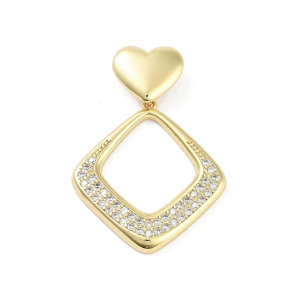 

PandaHall Rack Plating Brass Micro Pave Clear Cubic Zirconia Pendants, Long-Lasting Plated, Lead Free & Cadmium Free, Rhombus, 38mm, Hole...