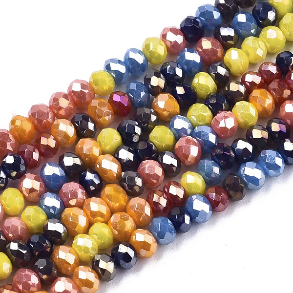 

PandaHall Electroplate Glass Beads Strands, AB Color Plated, Faceted, Rondelle, Mixed Color, 3x2.5mm, Hole: 0.7mm, about 188~190pcs/16.93..., Multicolor