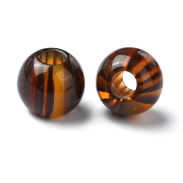 

PandaHall Resin European Beads, Large Hole Watermelon Rond Beads, Coconut Brown, 12x14x14mm, Hole: 5mm Resin Round