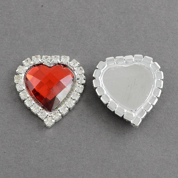 

PandaHall Shining Flat Back Faceted Heart Acrylic Rhinestone Cabochons, with Grade A Crystal Rhinestones and Brass Cabochon Settings, Red...