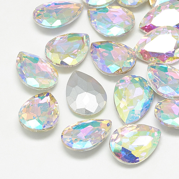 

PandaHall Pointed Back Glass Rhinestone Cabochons, Back Plated, Faceted, teardrop, Crystal AB, 14x10x4.5mm Glass Rhinestone Teardrop Clear