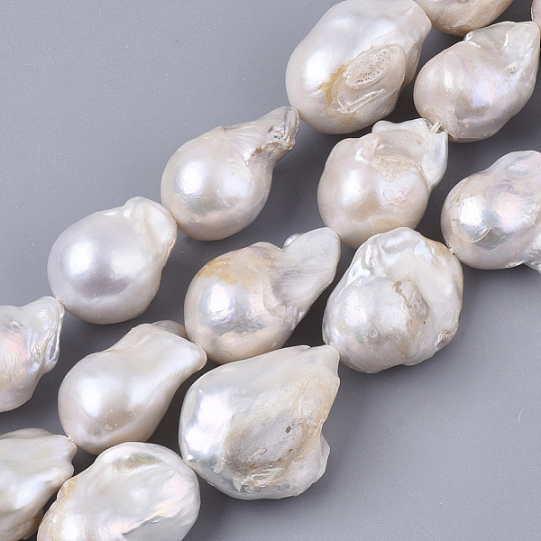 

PandaHall Natural Baroque Pearl Keshi Pearl Beads Strands, Cultured Freshwater Pearl, Teardrop, Seashell Color, 15~30x13~23x13~15mm, Hole...