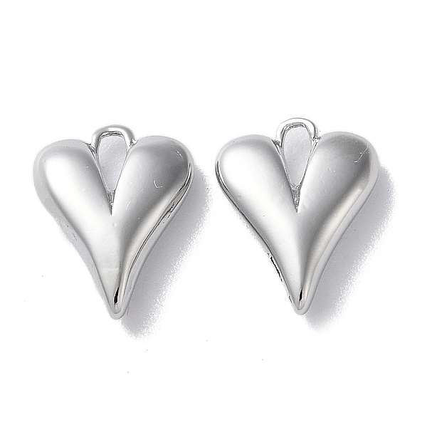 

PandaHall Brass Charms, Heart Charms, Real Platinum Plated, 13x10x3.5mm, Hole: 3.5x2mm Brass Heart