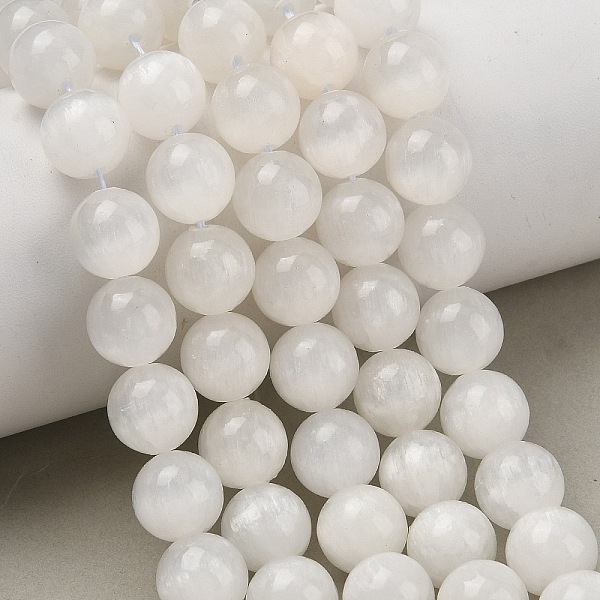 Brins de perles de sélénite naturelles