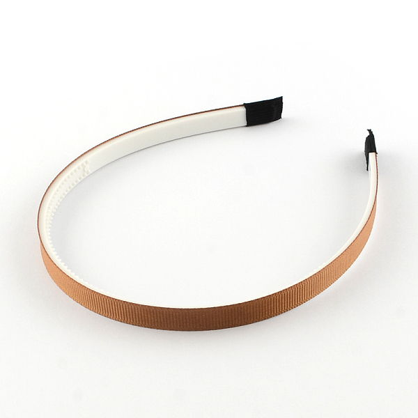 

PandaHall Plain Headwear Hair Accessories Plastic Hair Band Findings, with Teeth, with Grosgrain Ribbon, Sienna, 110~114x9~9.5mm Plastic..., Brown