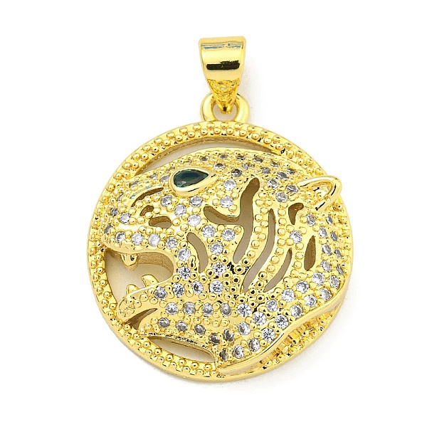 

PandaHall Brass Micro Pave Cubic Zirconia Pendants, Ring with Leopard Charms, Real 18K Gold Plated, 23x20.5x5.8mm, Hole: 4x3mm Brass+Cubic..., Clear