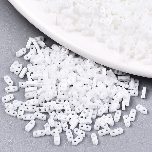 

PandaHall 2-Hole Glass Seed Beads, Opaque Colours, Rectangle, White, 4.5~5x2x1~1.5mm, Hole: 0.5~0.8mm, about 4000pcs/bag Glass Rectangle...