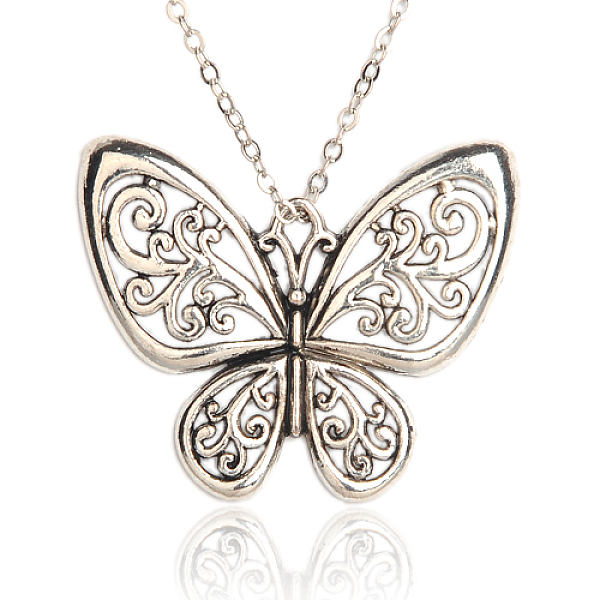 

PandaHall Tibetan Style Alloy Butterfly Pendants, Antique Silver, 48x58x3mm, Hole: 3x5mm Alloy Butterfly