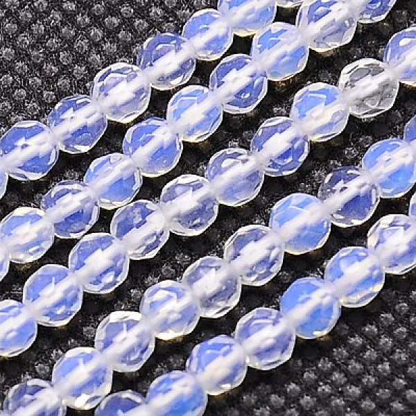 

PandaHall Opalite Beads Strands, Faceted, Round, Clear, 4mm, Hole: 1mm, about 90pcs/strand, 15.35 inch Opalite Round Clear