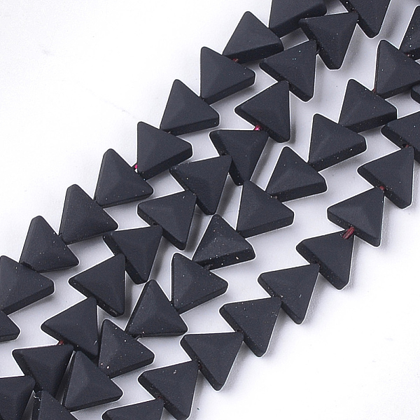 

PandaHall Spray Painted Non-magnetic Synthetic Hematite Beads Strands, Triangle, Black, 6x7x3.5mm, Hole: 0.8mm, about 66~70pcs/strand, 15.1...
