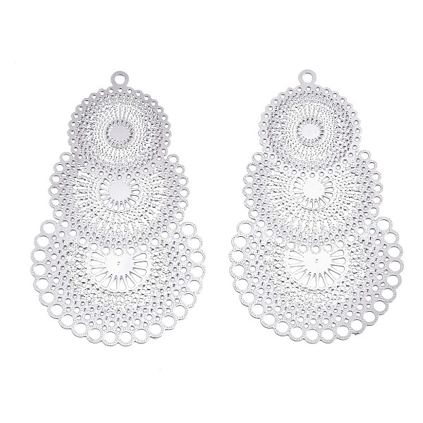 

PandaHall 304 Stainless Steel Filigree Pendants, Etched Metal Embellishments, Kaleidoscope Pattern, Stainless Steel Color, 40x24.5x0.3mm...