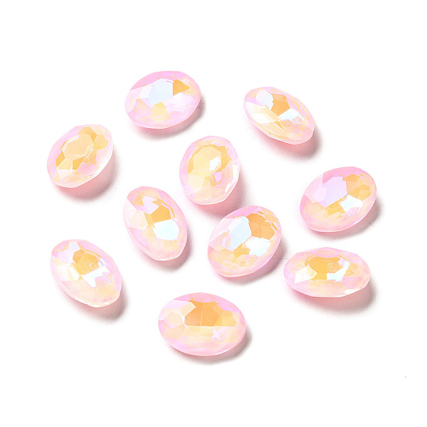 

PandaHall Mocha Fluorescent Style Glass Rhinestone Cabochons, Flat Back, Oval, Light Rose, 18x13x5.5mm Glass Rhinestone Oval Pink