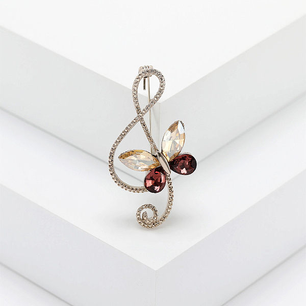 

PandaHall Alloy Rhinestone Safety Pin Brooch, Musical Note with Butterfly, Light Colorado Topaz, 44x23mm Alloy+Rhinestone Musical Note..., Yellow