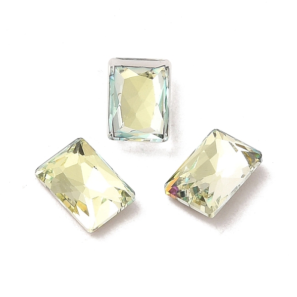 

PandaHall Glass Rhinestone Cabochons, Point Back & Back Plated, Faceted, Rectangle, Jonquil, 6x4x2mm Glass Rhinestone Rectangle Yellow