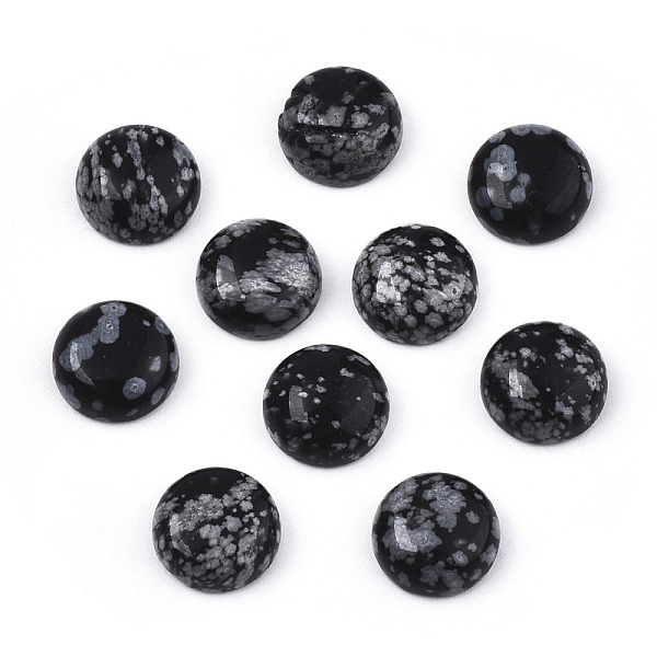 

PandaHall Natural Snowflake Obsidian Cabochons, Half Round/Dome, 8x3~4mm Snowflake Obsidian Half Round