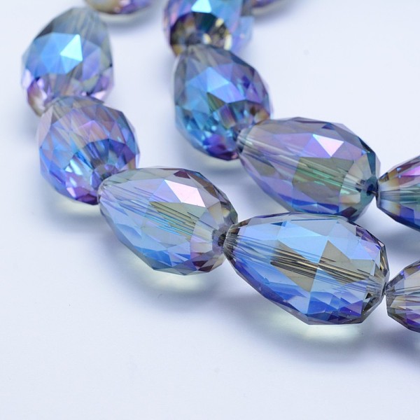 

PandaHall Electroplate Glass Beads Strands, Full Plated, Faceted, teardrop, Cornflower Blue, 27~28x18mm, Hole: 2mm, about 25pcs/strand, 26.3...
