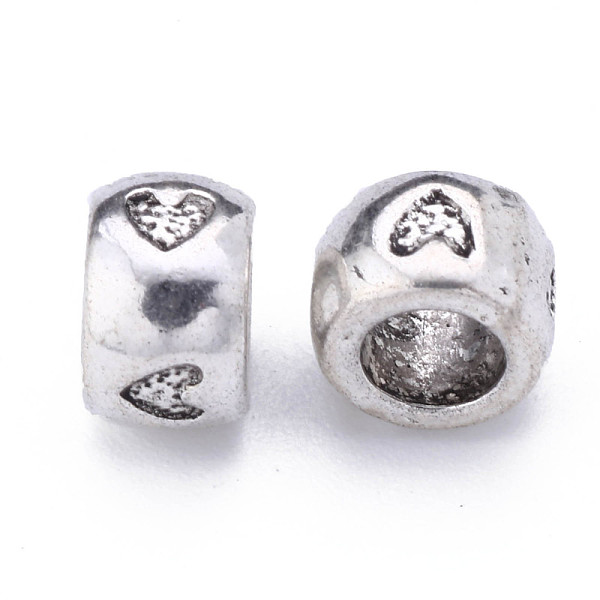 

PandaHall Tibetan Style Alloy European Beads, Large Hole Beads, Cadmium Free & Lead Free, Column with Heart, Antique Silver, 8.5x5.5mm, Hole...