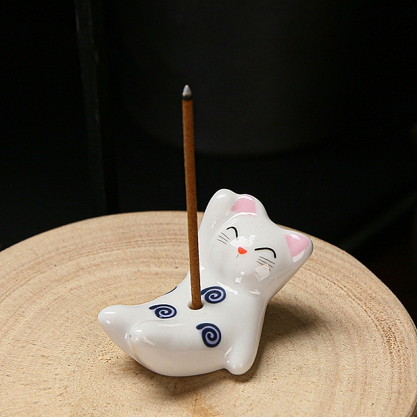 

PandaHall Porcelain Incense Burners, Incense Holders, Home Office Teahouse Zen Buddhist Supplies, Cat Shape, 20x40x25mm Porcelain Cat Shape..., White