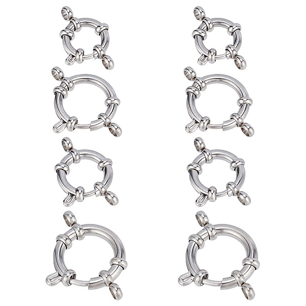 

PandaHall 8 Pcs 4 Sizes 304 Stainless Steel Spring Ring Clasps, Open Ring Clasp Jewelry Findings Kit Metal Necklace Clasps and Closures for...