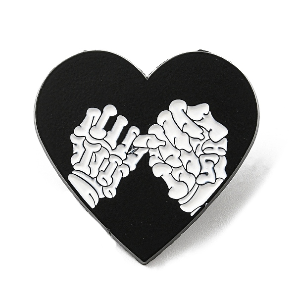 

PandaHall Heart with Picky Promise Skeleton Hand Enamel Pin, Electrophoresis Black Alloy Brooch for Backpack Clothes, Black, 28.5x30x1.6mm...