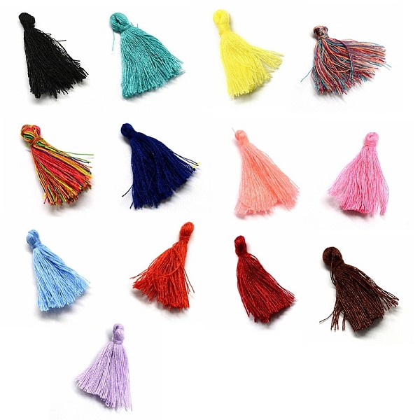 

PandaHall Handmade Polycotton(Polyester Cotton) Tassel Decorations, Pendant Decorations, Mixed Color, 29~35mm Polycotton Multicolor