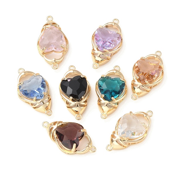 

PandaHall Brass K9 Glass Connector Charms, Light Gold Tone Heart Links, Mixed Color, 27x14.5x8mm, Hole: 1.5mm Brass+Glass Teardrop..., Multicolor