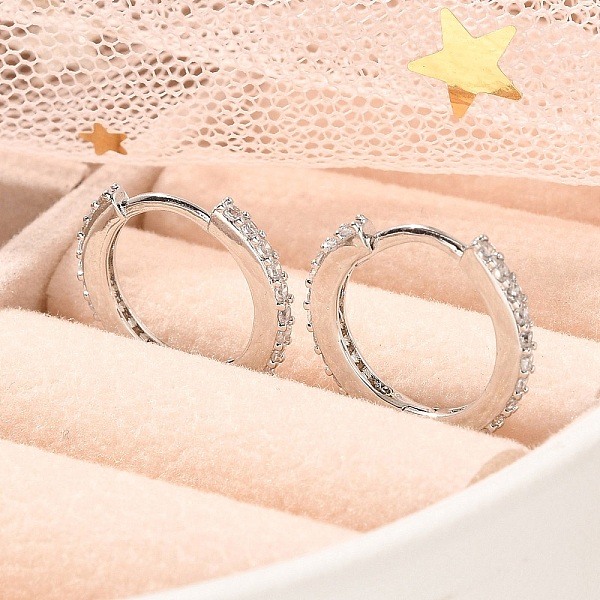 Boucles d'oreilles créoles en laiton plaqué micro pavé de zircons cubiques