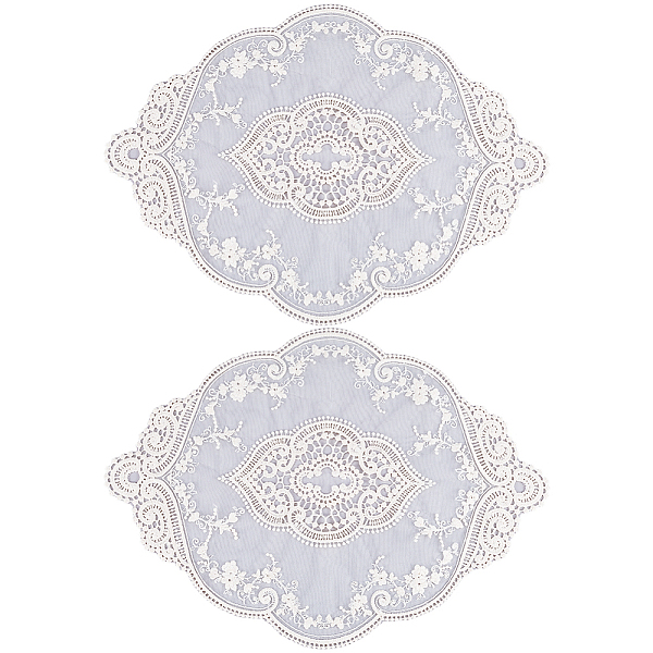 

PandaHall GORGECRAFT 2PCS Embroidered Cup Mat Lace Placemats Lace Crochet Doilies Vase Place Mats Oval with Flower Pattern Retro Vintage...