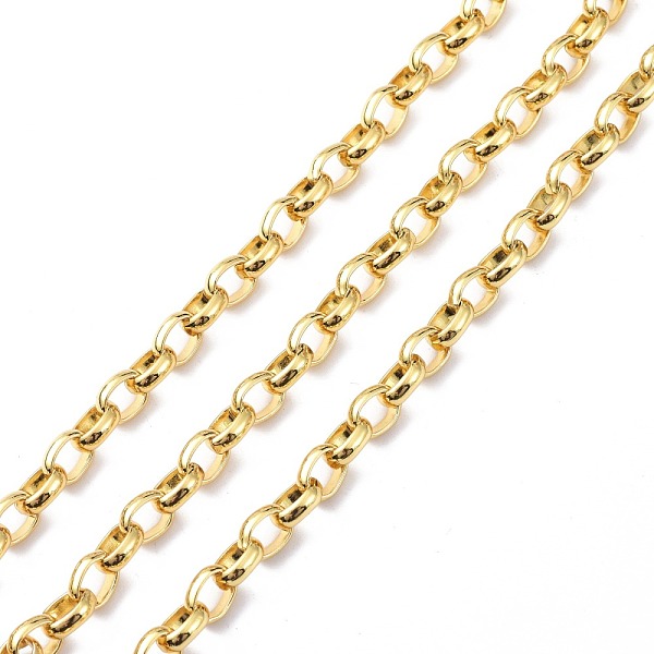 

PandaHall Brass Cable Chain, with Spool, Soldered, Real 18K Gold Plated, 7.5x6x2mm Brass