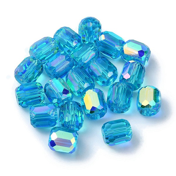 

PandaHall AB Color Plated Glass Beads, Faceted Barrel, Deep Sky Blue, 8.5x7.5mm, Hole: 1.4mm Glass Barrel