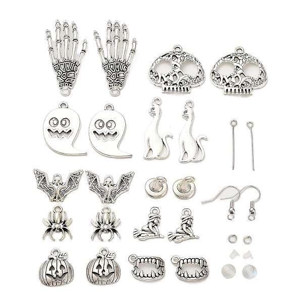 

PandaHall DIY Halloween Dangle Earring Making Kits, Including Bat & Skull & Ghost & Witch & Spider Alloy Pendants, Brass Earring Hooks...