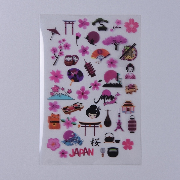 

PandaHall Filler Stickers(No Adhesive on the back), for UV Resin, Epoxy Resin Jewelry Craft Making, Japan Theme, Mixed Patterns..., Multicolor