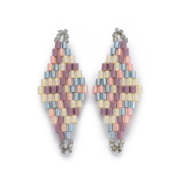 

PandaHall MIYUKI & TOHO Handmade Japanese Seed Beads Links, Loom Pattern, Rhombus, Colorful, 32.5~33x12.6~13x1.7~1.8mm, Hole: 1.2~1.4mm...