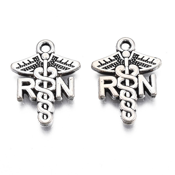 

PandaHall Tibetan Style Alloy RN Caduceus Medical Symbol Charms, Cadmium Free & Lead Free, Wing with Snak, Antique Silver, 20.5x15x2mm, Hole...