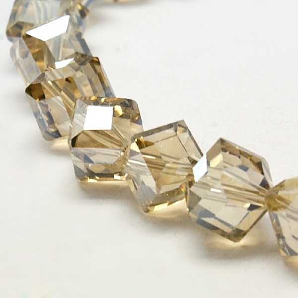 

PandaHall Pearlized Crystal Glass Cube Beads, Pearl Luster Plated, Faceted, Tan,10~11x10~11x10~11mm, Hole: 1mm Glass Cube Orange