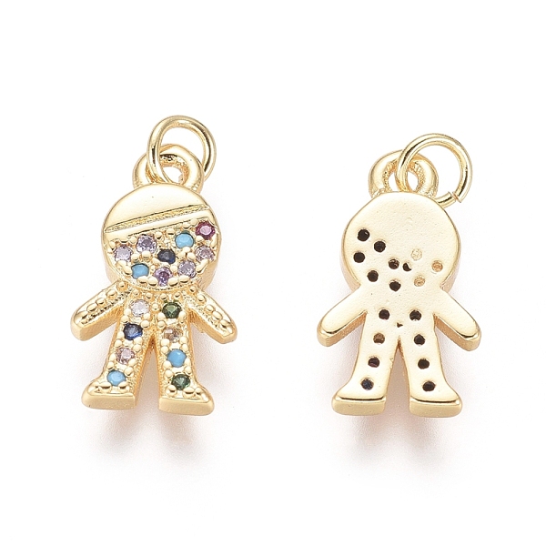 

PandaHall Golden Plated Brass Charms, with Cubic Zirconia and Jump Rings, Boy, Colorful, 14.5x8x2mm, Hole: 2.5mm Brass+Cubic Zirconia Human