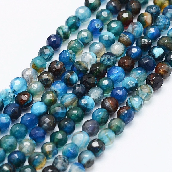 

PandaHall Natural Agate Beads Strands, Dyed & Heated, Round, Faceted, Blue, 4mm, Hole: 0.5mm, about 92pcs/strand, 14.57 inch(37cm) Natural...