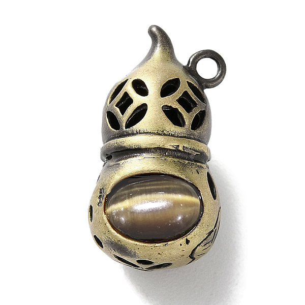 

PandaHall Brass Pendants, with Cat Eye, Cadmium Free & Lead Free, Gourd, Peru, 23x12.5x11.5mm, Hole: 1.8mm Brass Others Brown