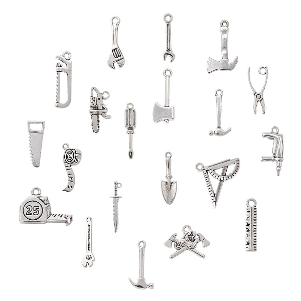 

PandaHall 20Pcs 20 Style Tibetan Style Alloy Pendants, Tools Charm, Antique Silver, 15~31x5~24x1.2~6mm, Hole: 1.5~2.4mm, 1pc/style Alloy...