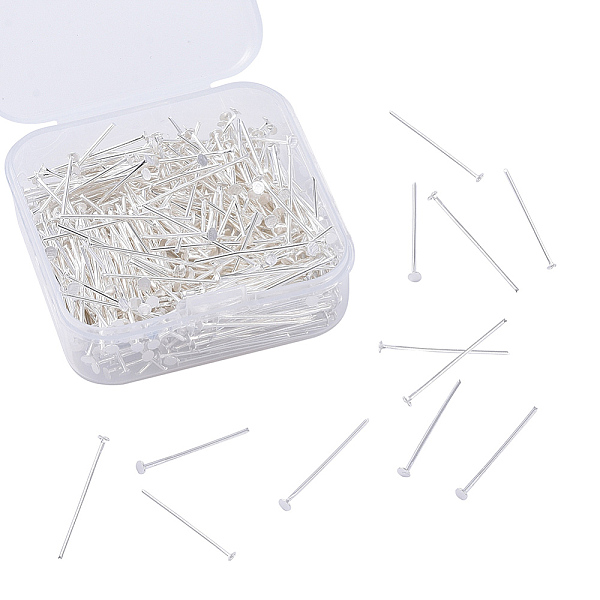 

PandaHall Iron Flat Head Pins, Silver, 24x0.7mm, 21 Gauge, Head: 2mm, about 450pcs/box Iron