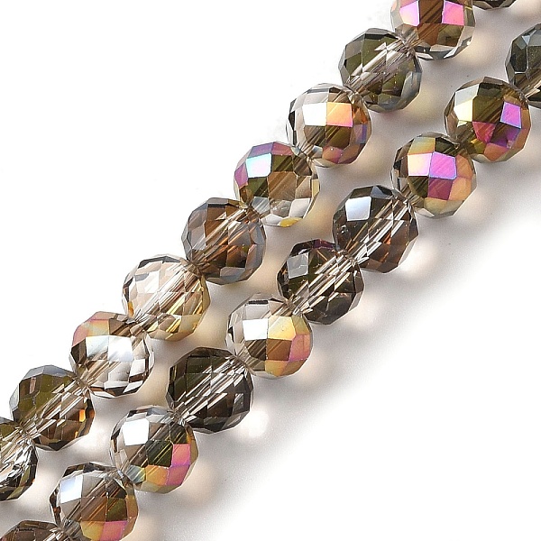 

PandaHall Half Golden Plated Electroplate Beads Strands, Faceted, Round, Gray, 8x7.5mm, Hole: 1.2mm, about 68pcs/strand, 20.28''(51.5cm)...