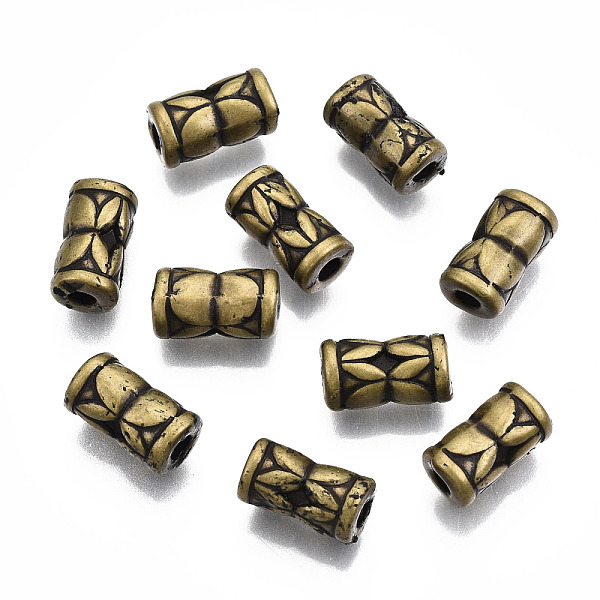 PandaHall CCB Plastic Beads, Column with Flower, Antique Bronze, 11.5x6.5mm, Hole: 2.5mm Plastic Column