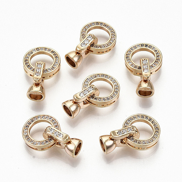 

PandaHall Brass Micro Pave Clear Cubic Zirconia Fold Over Clasps, Nickel Free, Ring, Real 18K Gold Plated, 20mm, Ring: 12.5x3mm, Inner...