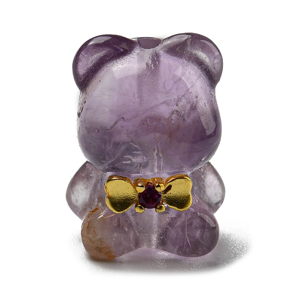 

PandaHall Natural Amethyst Bear Beads, with Rack Plating Golden Tone Brass Bowknot, 14.5x10x10mm, Hole: 1mm Amethyst Bear