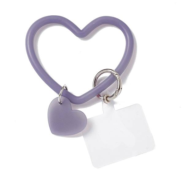 

PandaHall Silicone Heart Loop Phone Lanyard, Wrist Lanyard Strap with Plastic & Alloy Keychain Holder, Medium Purple, 18.2cm Silicone